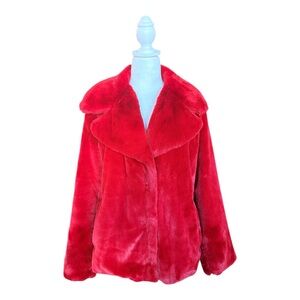 Avec Les Filles Red Faux Fur Coat